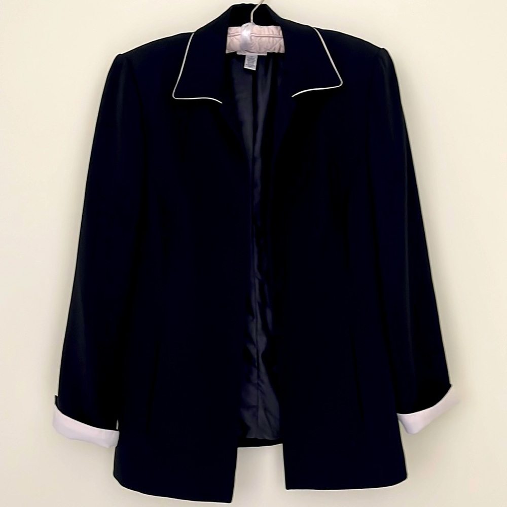 Talbots Woman’s Jacket Open Front Color Black/Whi… - image 1